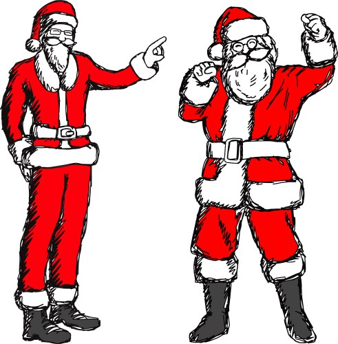 Santa Claus Sketch - Fat & Thin Vector Image