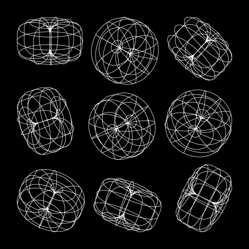 Wireframe lined shapes perspective mesh 3d grid vector image
