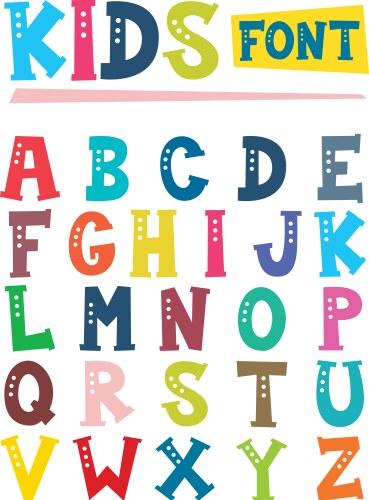 Playful Kids Font - Colorful Letter Art Vector Image