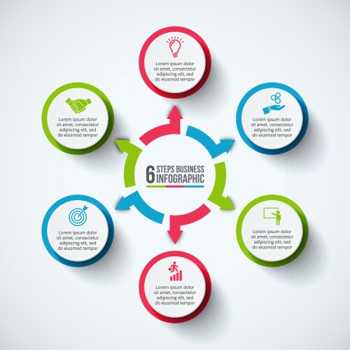 Infographic circle template with 6 steps Vector Image