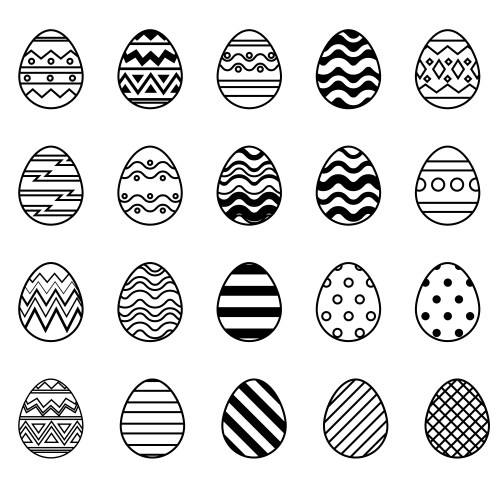 Happy easter eggs outline Vector Image