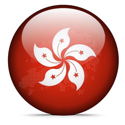 Map with dot pattern on flag button of hong kong vector image