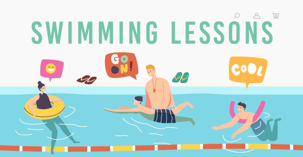 Children in swimming pool with man coach teaching Vector Image