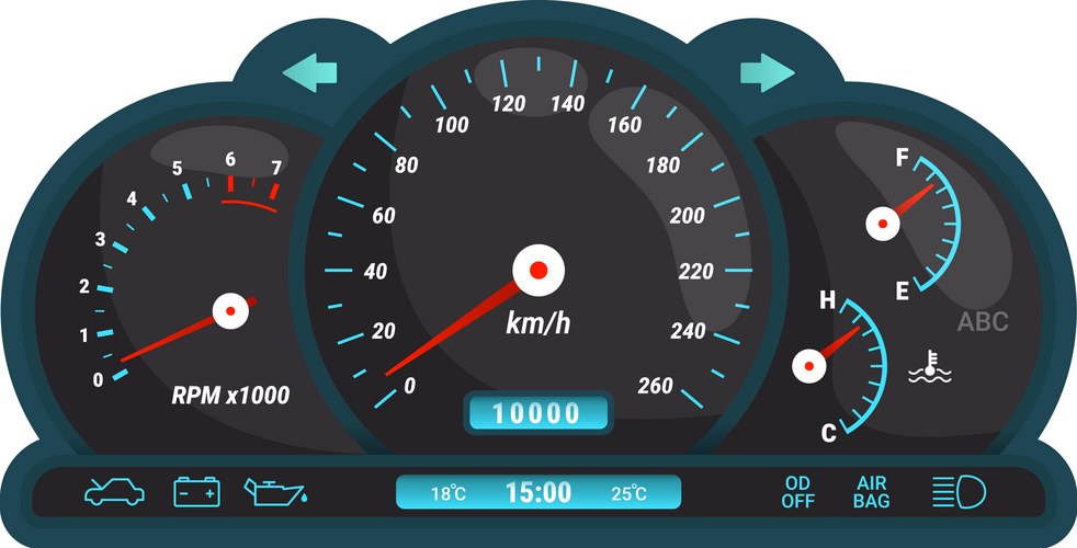 Auto Speedometer Vector Digital Car Speedometer Dashboard – Royalty-Free Vector | VectorStock