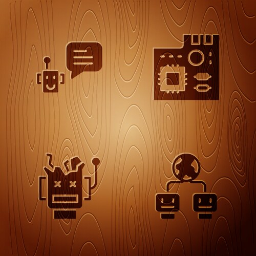Set artificial intelligence bot broken robot vector image