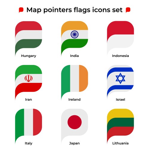 Map pointers flags icons set flag icon in simple vektorbild