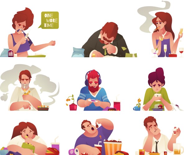 Addicted people set Vector Image