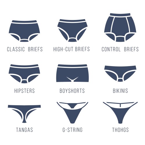 Female underwear panties types flat silhouettes vector image