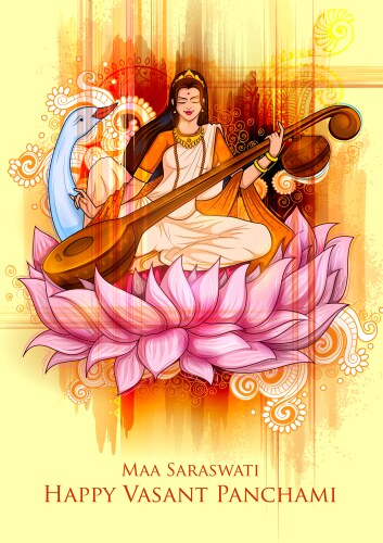 Saraswati - Vasant Panchami Goddess Vector Image