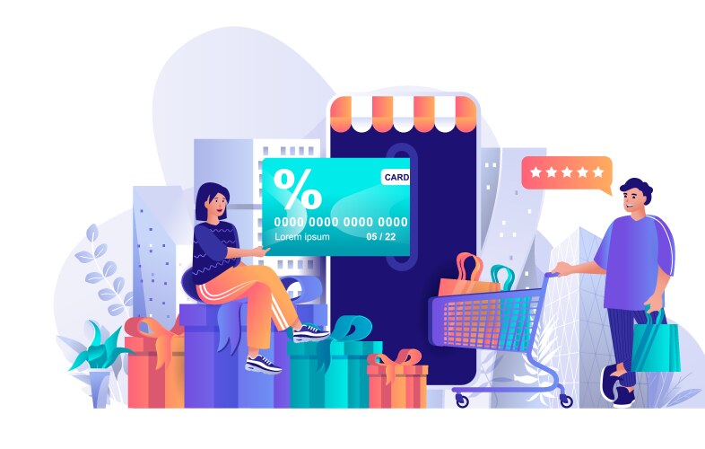 Shop loyalty program concept in flat design vector image