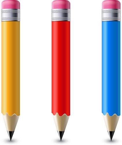 Pencils cartoon icon set writing and drawing Vector Image