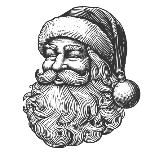 Santa Claus Engraving Portrait Vector Image