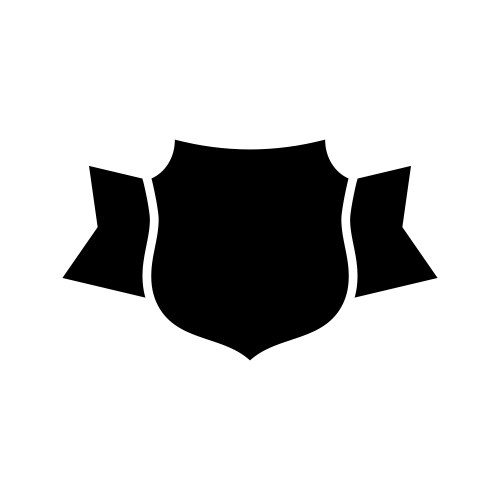 Shield black icon outline simple ribbon vector image