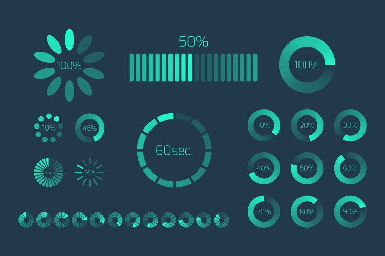 Futuristic progress loading bar set of indicators vector image