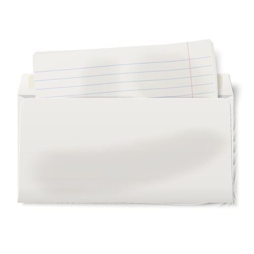 Backside of opened dl envelope with lined paper vector image