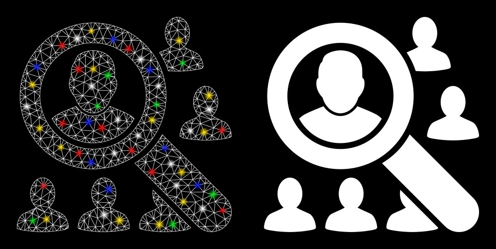 Flare mesh network find users icon with vector image
