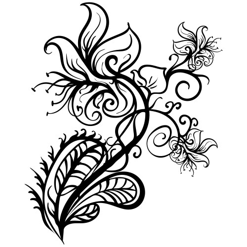 Hand drawn flowers lilies tattoo sketch Vector Image