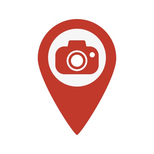 Map pointer with camera icon vector image