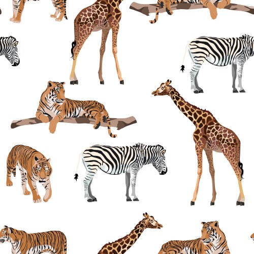 Exotic animal tiger in jungle pattern Royalty Free Vector