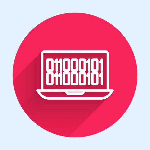 White line binary code icon isolated with long vector image