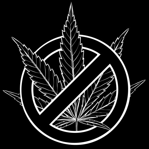 White silhouette sign prohibition cannabis red Vector Image
