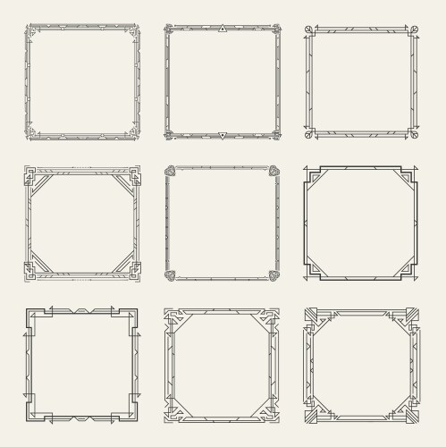 Decorative frames and borders rectangle set 7 Vector Image
