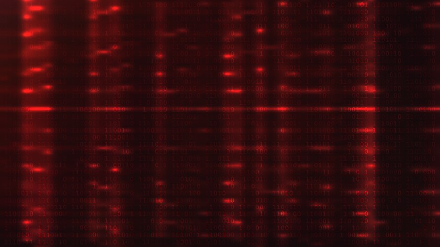 Digital binary code on dark red background data vektorbild