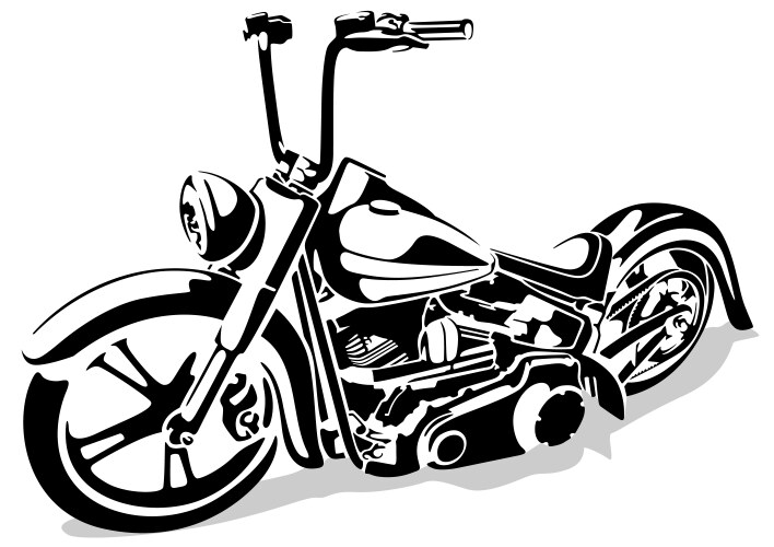 Black and white motorcycle drawing vector image