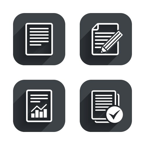 Document icons file with chart and checkbox vector image