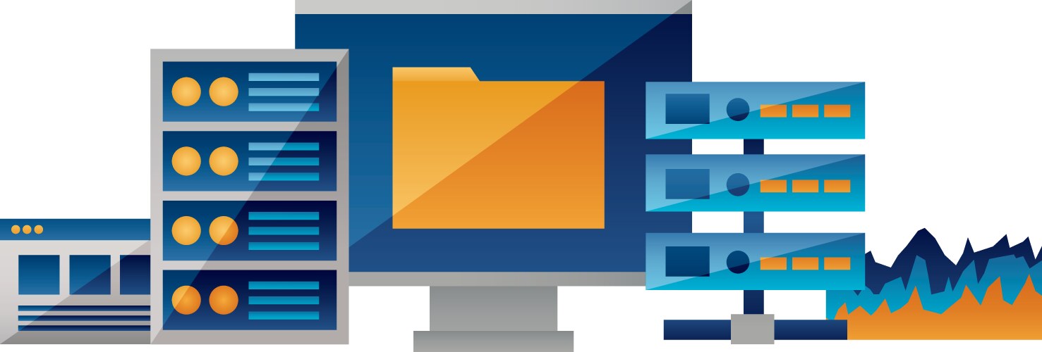 Computer file database cpu report vector image