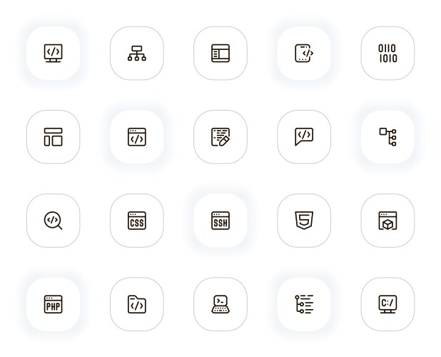 Programing and data line icons set editable vector image