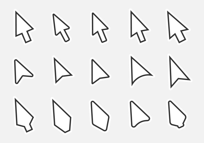 Mouse cursor simple color flat icons set Vector Image