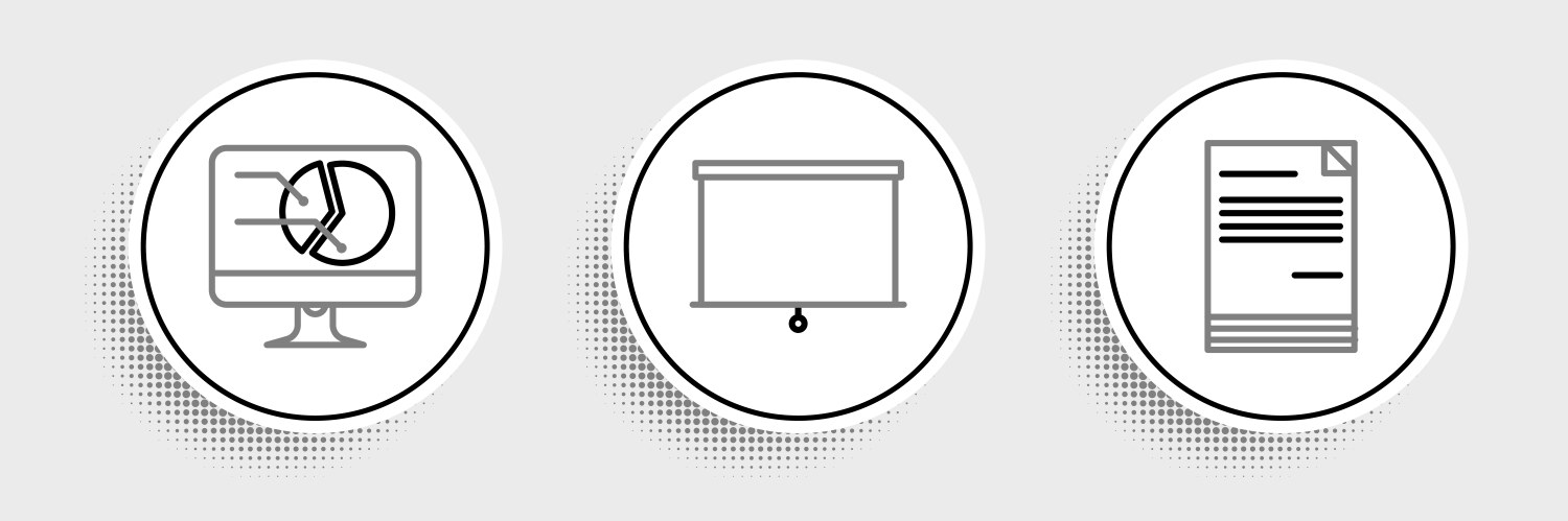 Set line document computer monitor with graph vector image