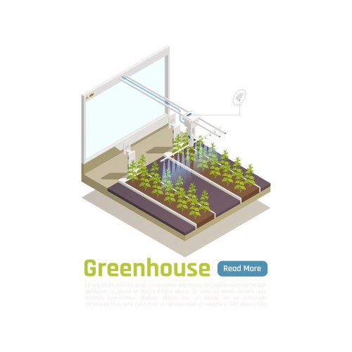 smart greenhouse isometric composition vector image