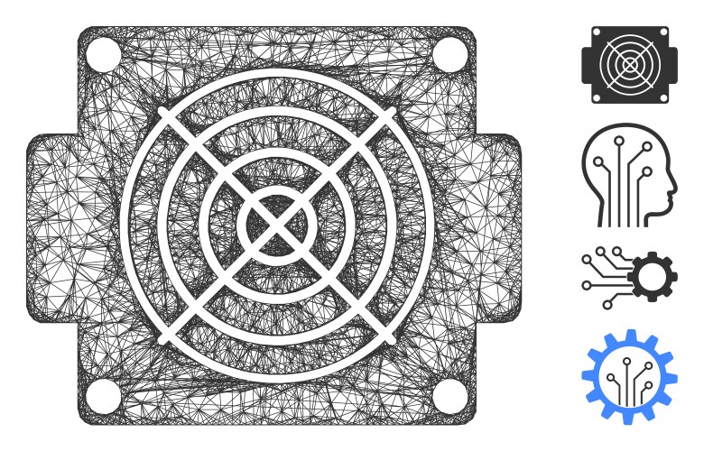 Mining asic device web mesh vector image