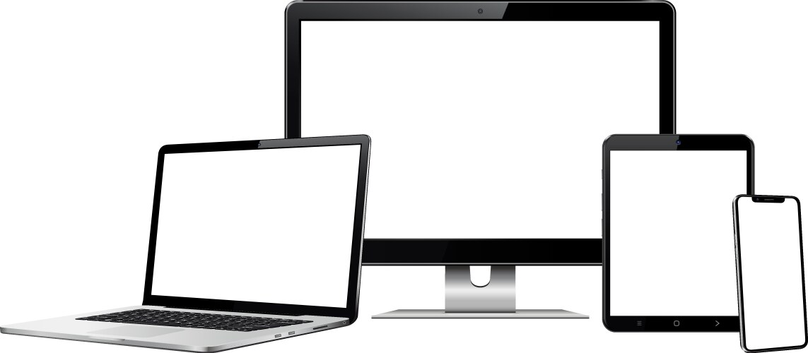 Responsive web design computer display with laptop vector image