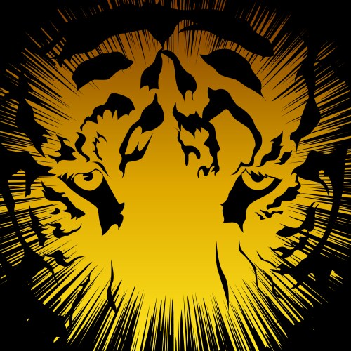 Tigers head black on a yellow background color Vector Image
