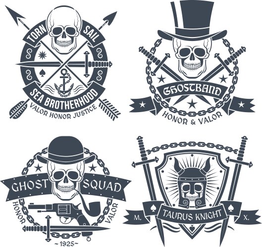 Vintage emblem with skull well suited as tattoos Vector Image
