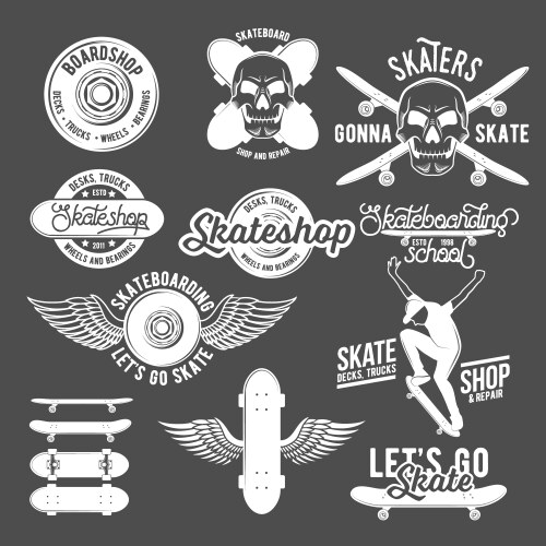 Vintage Skateboard Badges & Labels Vector Image