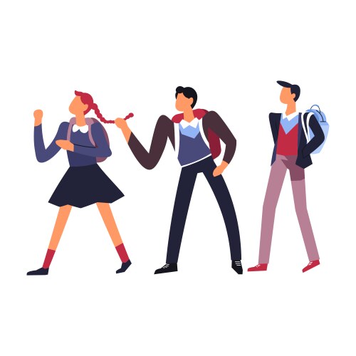 Boys teasing girl at school humiliation vector image