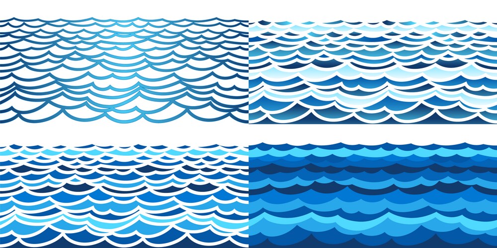 Ocean waves seamless pattern backgrounds Vector Image