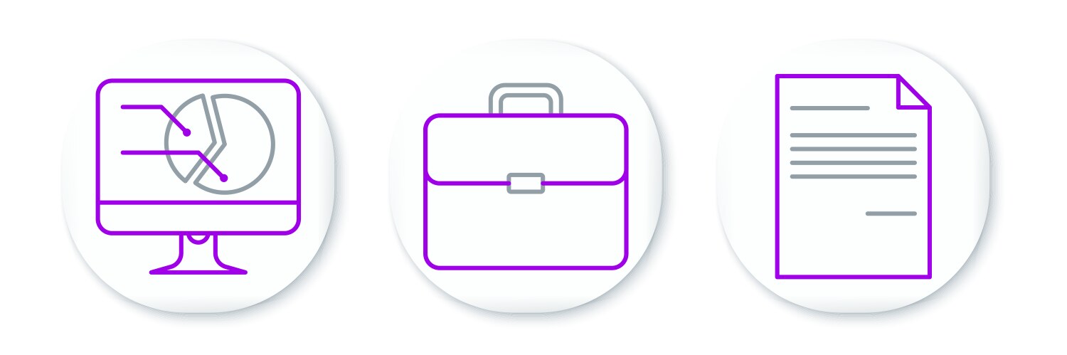 Set line document computer monitor with graph vector image