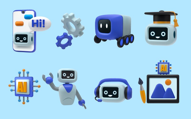 Chatbot robot 3d android assistant mobile app vektorbild
