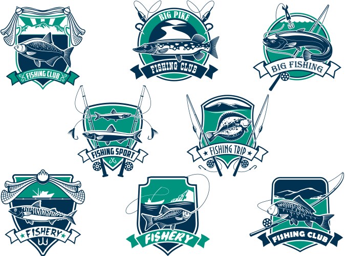 Fishing Club Emblem Set Vector Image