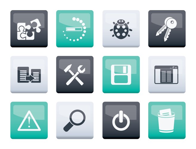 Developer programming and application icons vector image