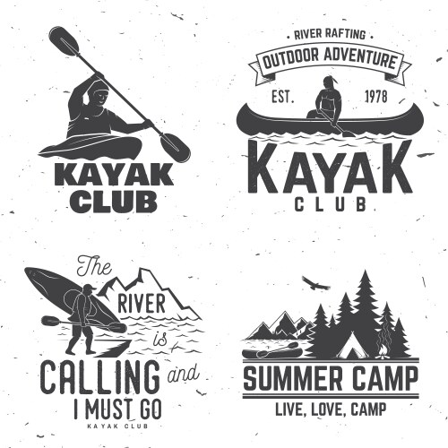 Kayak Club Crest & Badge Collection Vector Image