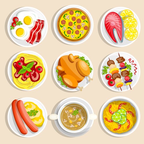 Dishes icon set-2 Royalty Free Vector Image - VectorStock