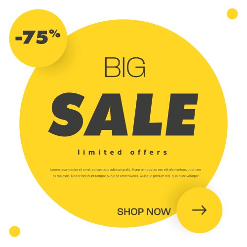 set square web banners for big sale with round vector image