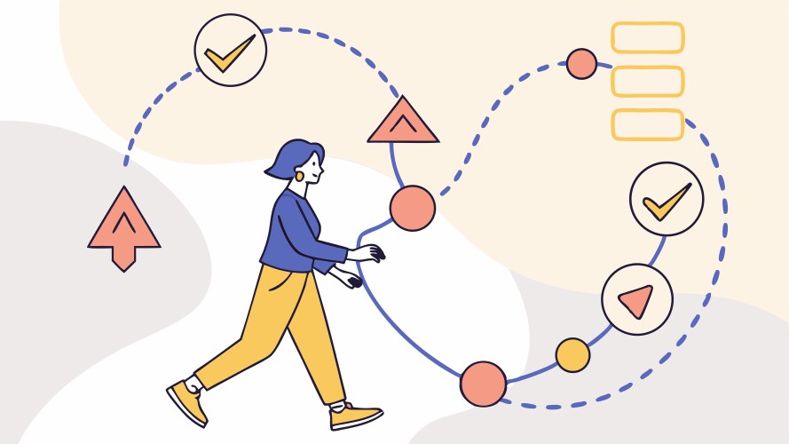 Navigating digital path with data points design vector image