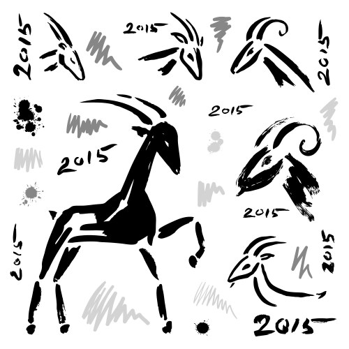 Goat 2015 set new year symbol vector image